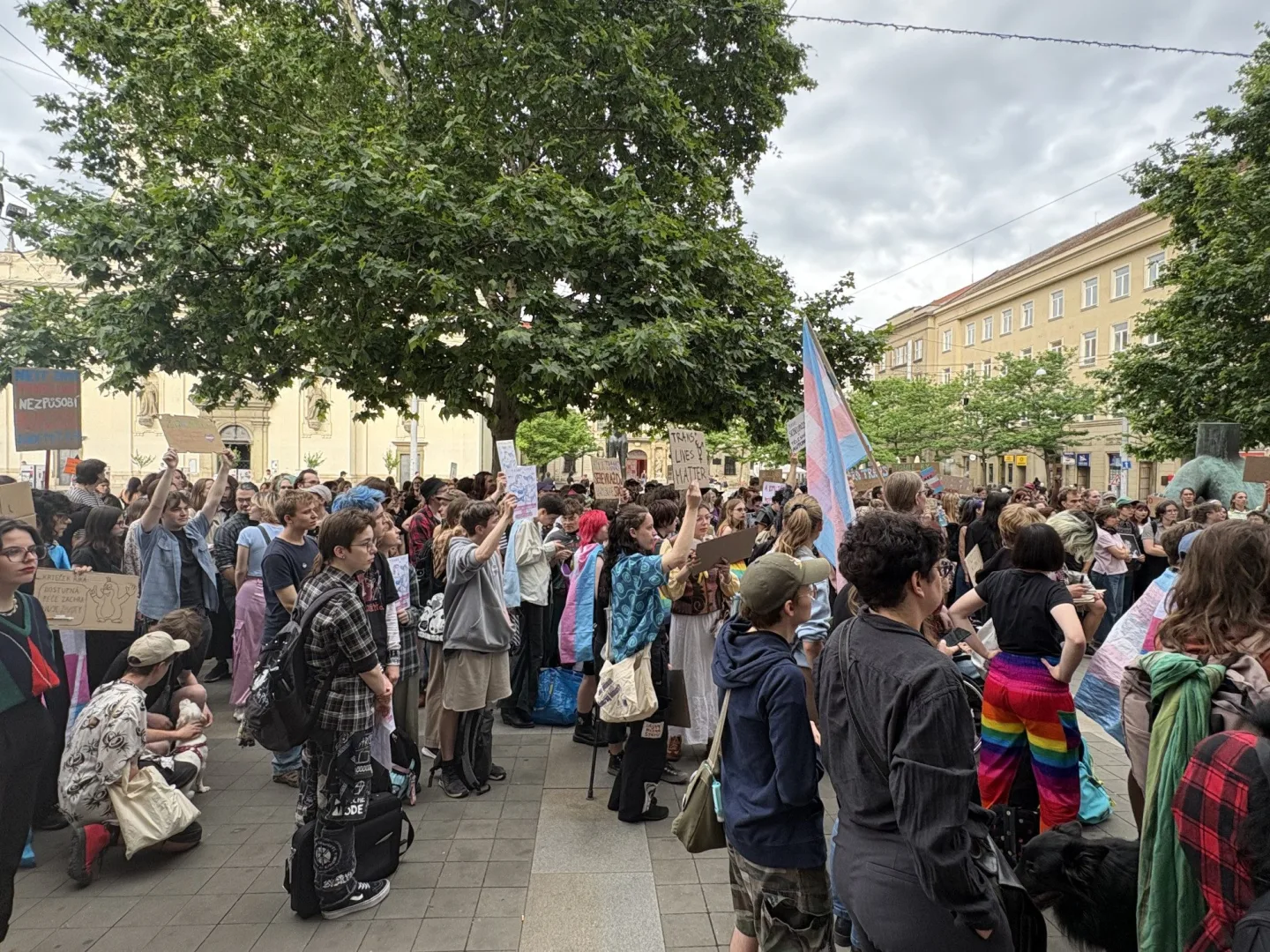 FOTO: Jednou nohou v Rusku? V Brně protestovali proti zásahům do práv trans lidí