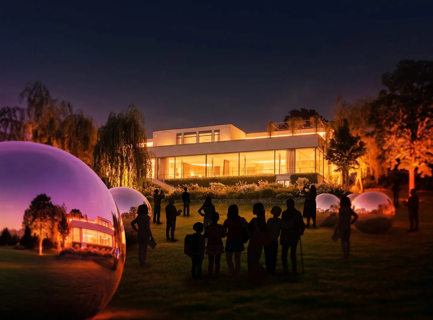Vila Tugendhat se ve tmě rozzáří světelnými instalacemi
