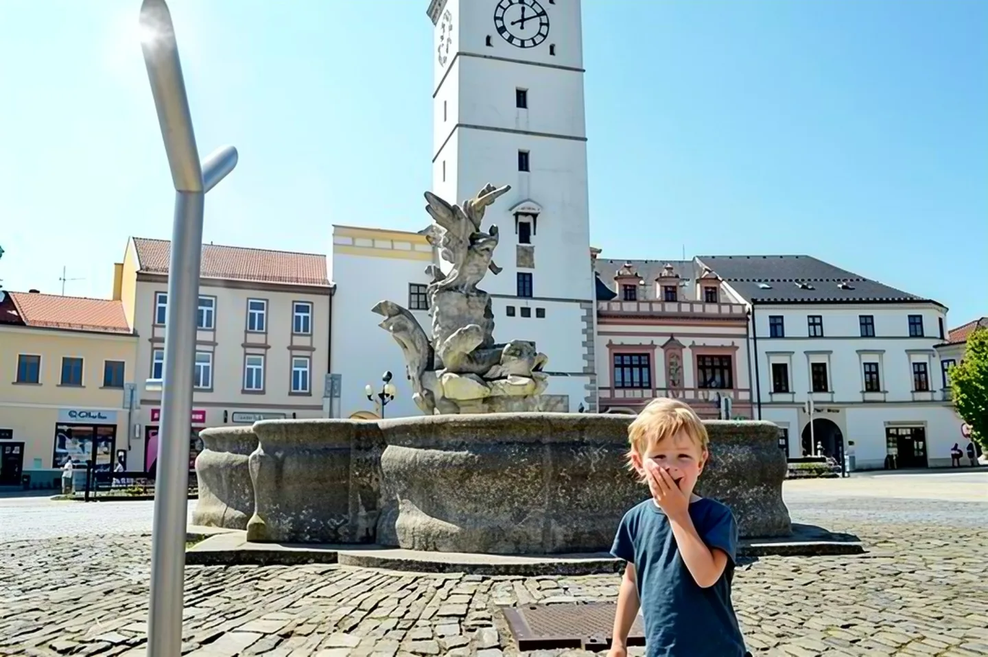 V centru Vyškova instalovali mlžítka. Lidem mají ulevit od letního vedra