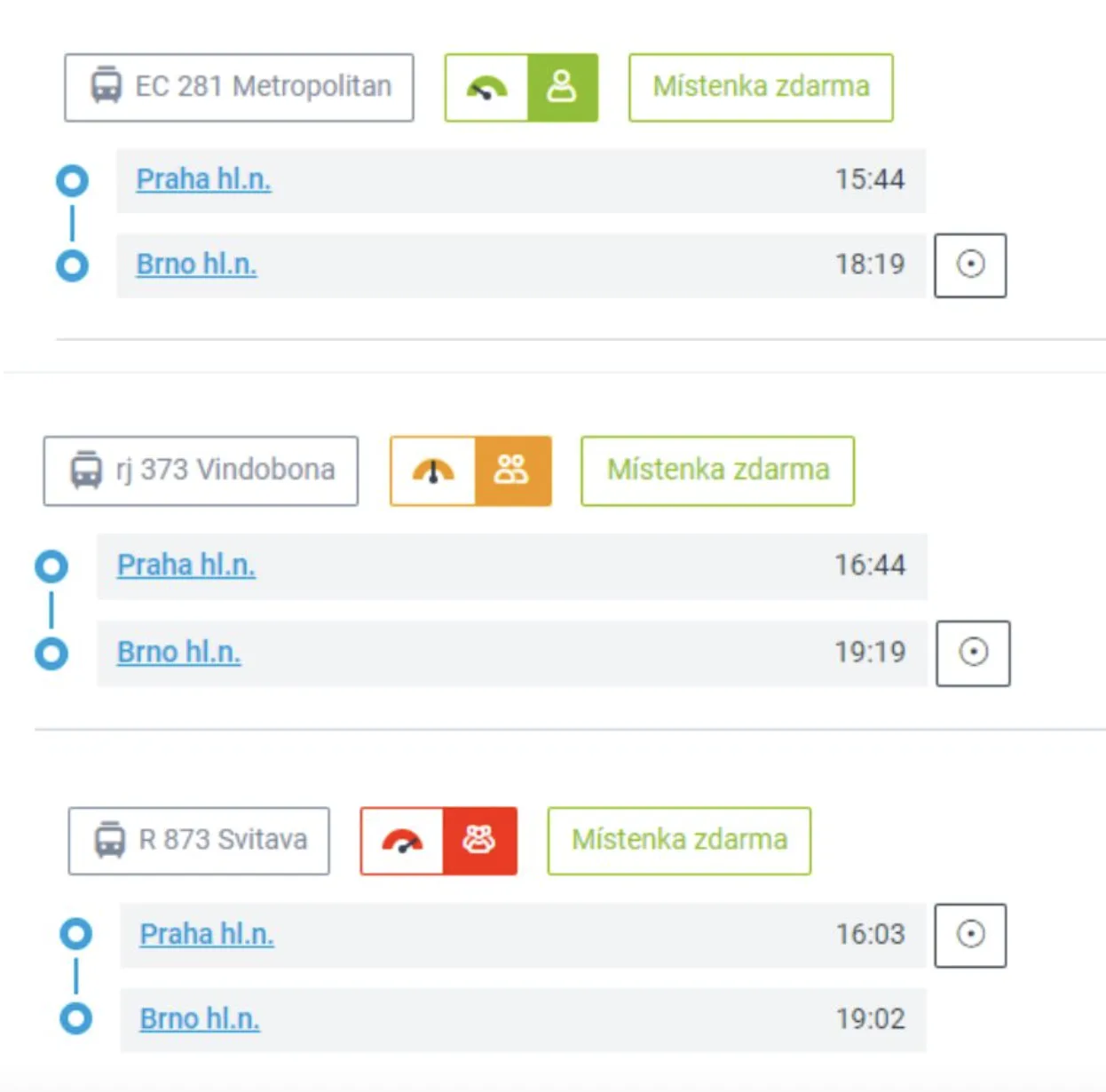 Semafor při koupi jízdenek poslouží jako ukazatel obsazenosti.