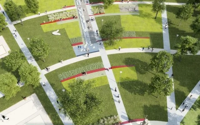 Návrh řešení Horního náměstí v Bystrci od ateliéru RAW, vizualizace: Ateliér RAW