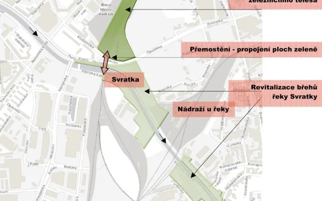 Plán budoucího parku v Jižním centru, ilustrace Magistrát města Brna
