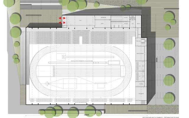 aVizualizace nového atletického stadionu