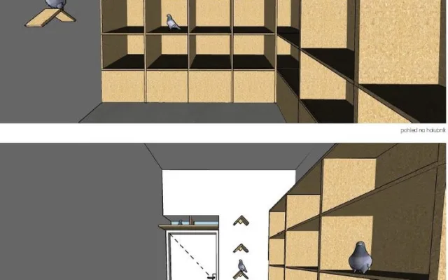 Projekt prvního městského holubníku v Brně.