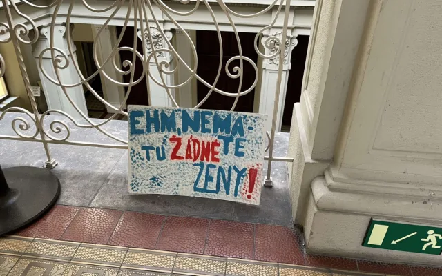 Skupina protestujících dorazila na ustavující zasedání Jihomoravského zastupitelstva. Kritizovala absenci žen v nové radě