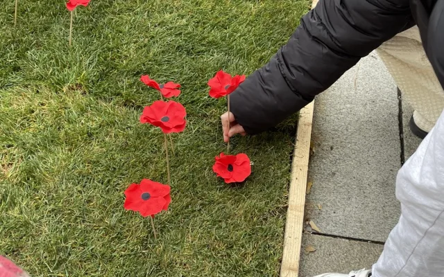 Lidé na Moravském náměstí v Brně zasadili vlčí máky jako symbol úcty k válečným veteránům