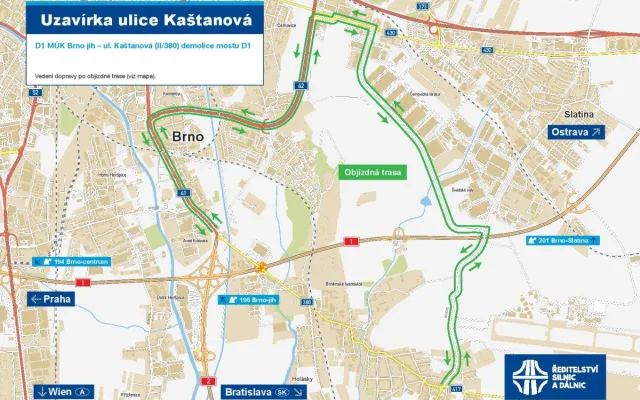 Silničáři bourají další most na D1, Kaštanová se na víkend zcela uzavře