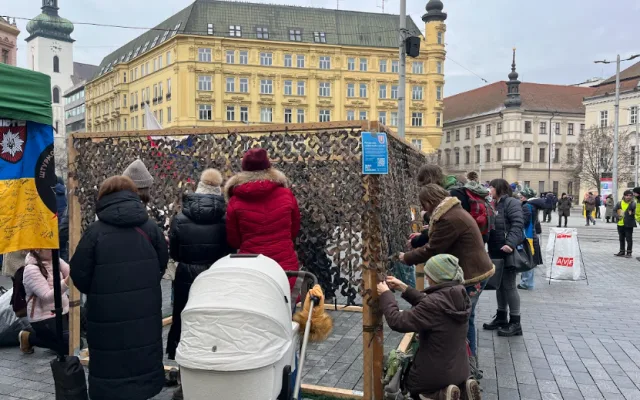 Brňané podpořili Ukrajinu. Ke shromáždění promluvil i prezident