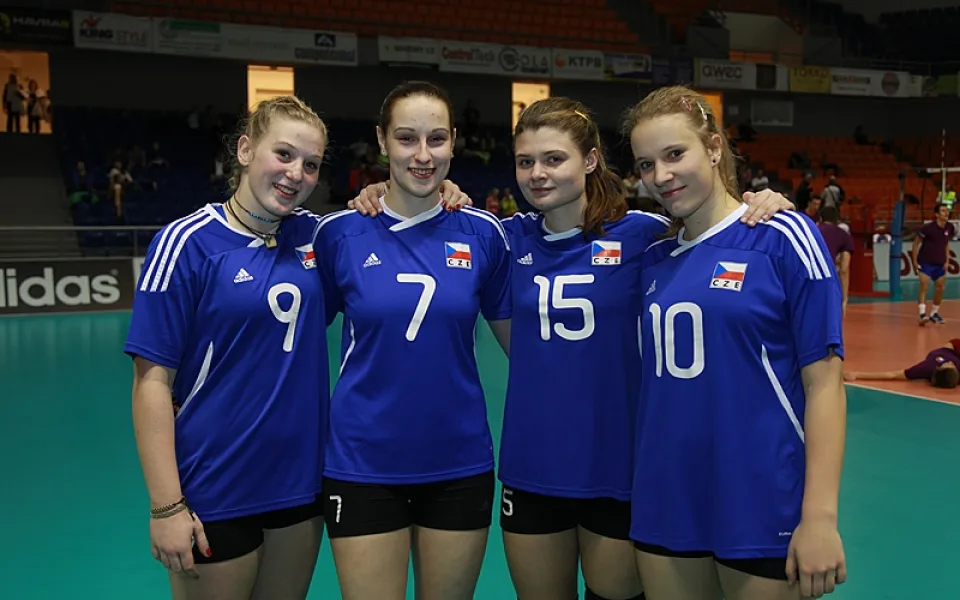 Volejbalistky Brna v národním týmu Anna Suchá, Eva Hudylivová, Kateřina Slámová, Marie Kurková