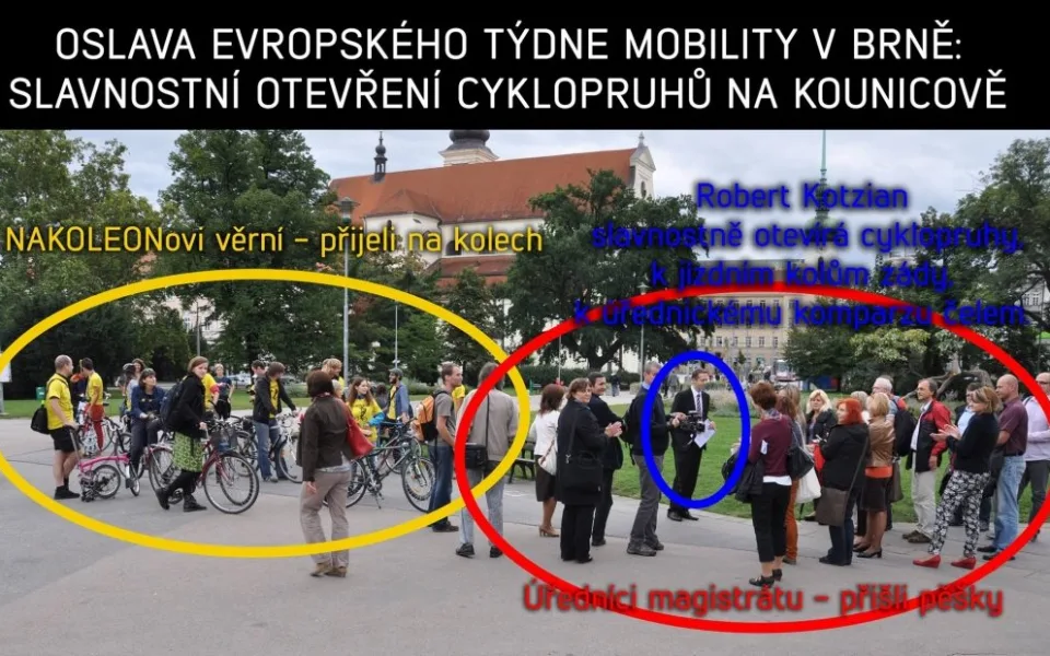 Otevření cyklopruhů se neslo v jasném odlišení politiků a uživatelů cyklopruhů, foto: BrnoNaKole