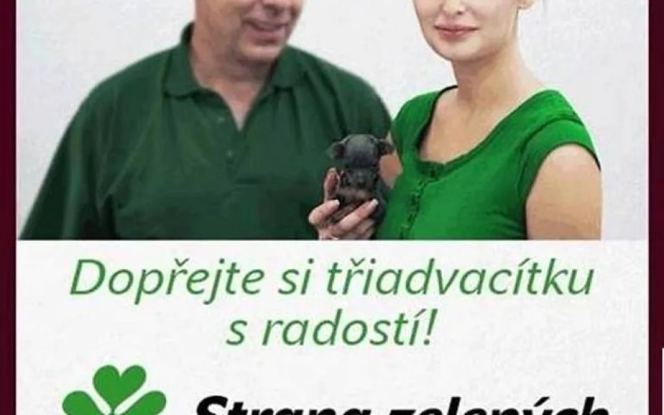 Banner Strany zelených, foto: Sexistické prasátečko