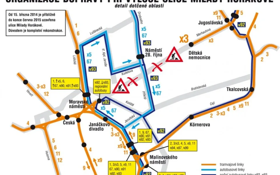 Mapa změn v MHD, mapa: DPMB