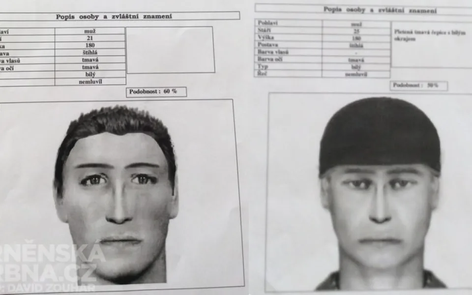 Policisté na základě popisu žen vypracovaly portréty útočníka, foto: Policie ČR, Brněnská Drbna, David Zouhar