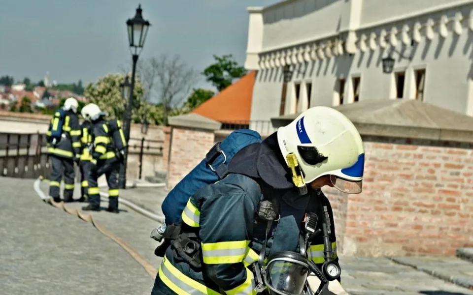 Hasiči nacvičovali likvidaci plamenů na Špilberku, foto: hasiči JMK