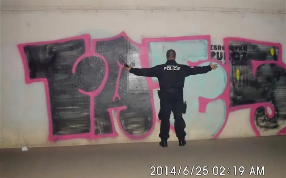 Grafitti od právě polapeného autora, foto: MP Brno