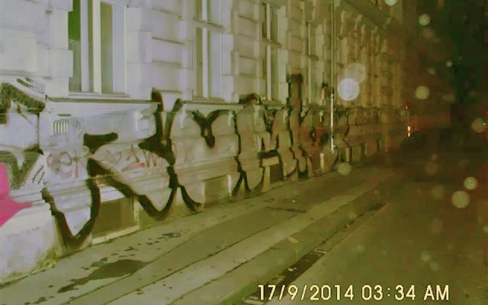 Graffiti, které vytvořil zadržený mladík, foto: Městská policie Brno