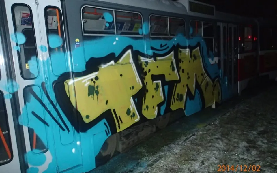 Posprejovaná tramvaj