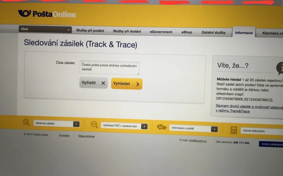 Česká pošta-sledování zásilek