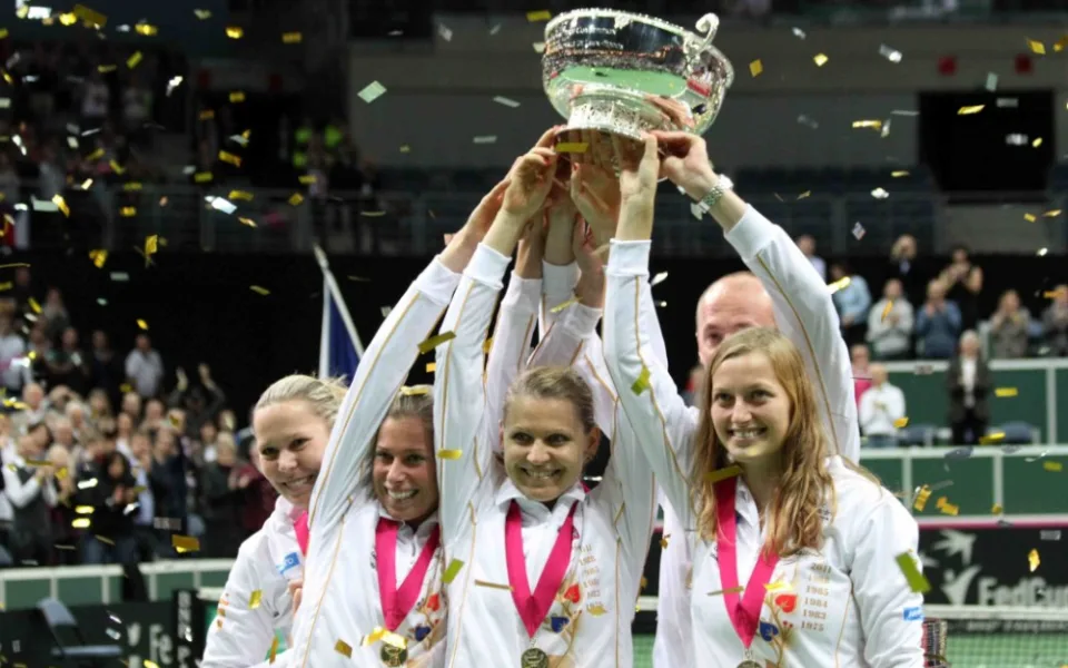 Český vítězný Fed Cup tým, zdroj: o2arena.cz