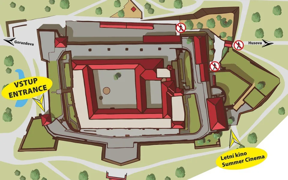 Mapka Špilberku v rekonstrukci