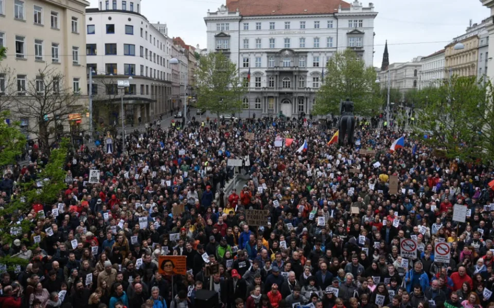 Demonstrace na Moravském náměstí
