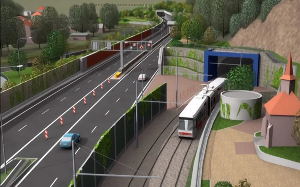 Vizualizace Žabovřeské a tramvajového tunelu.