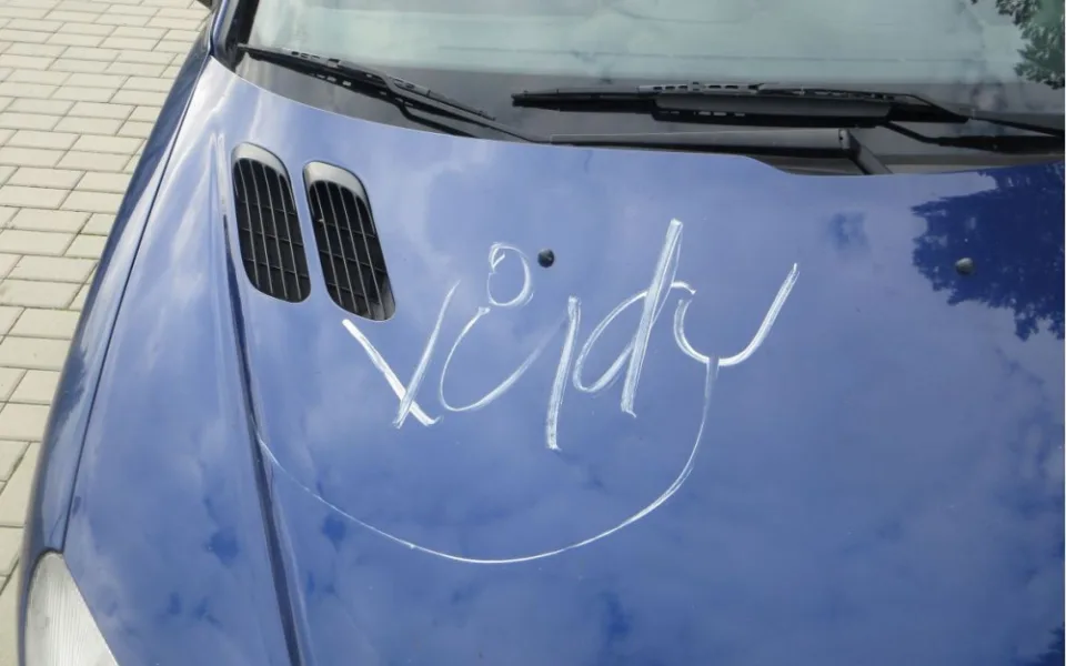 Mladý vandal čmáral po všem