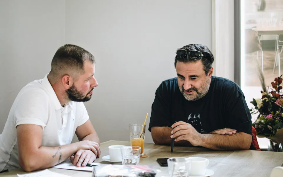 Novinář MIchael Daněk a Petros Michopulosov