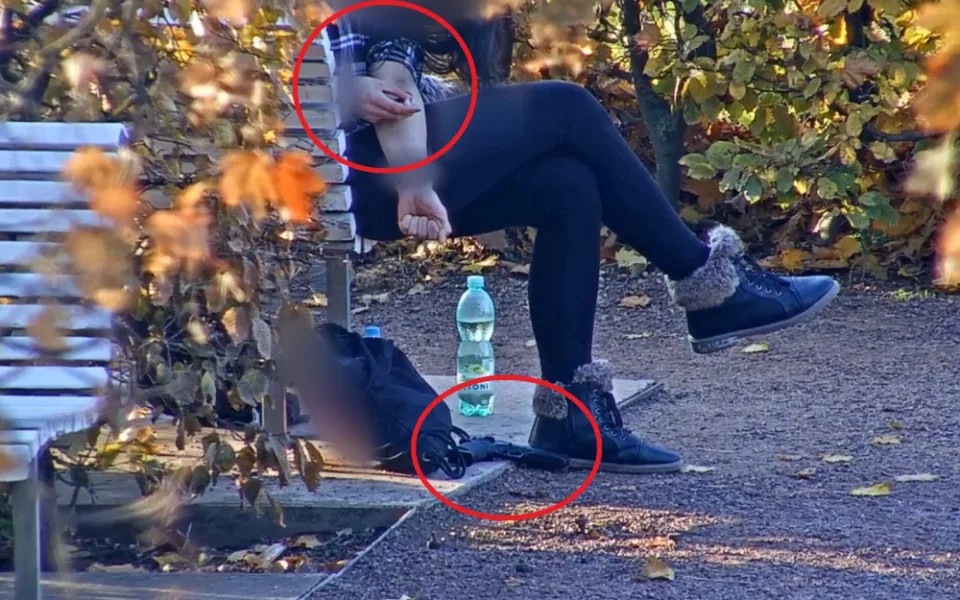 Feťačka v Denisových sadech měla u nohou zbraň