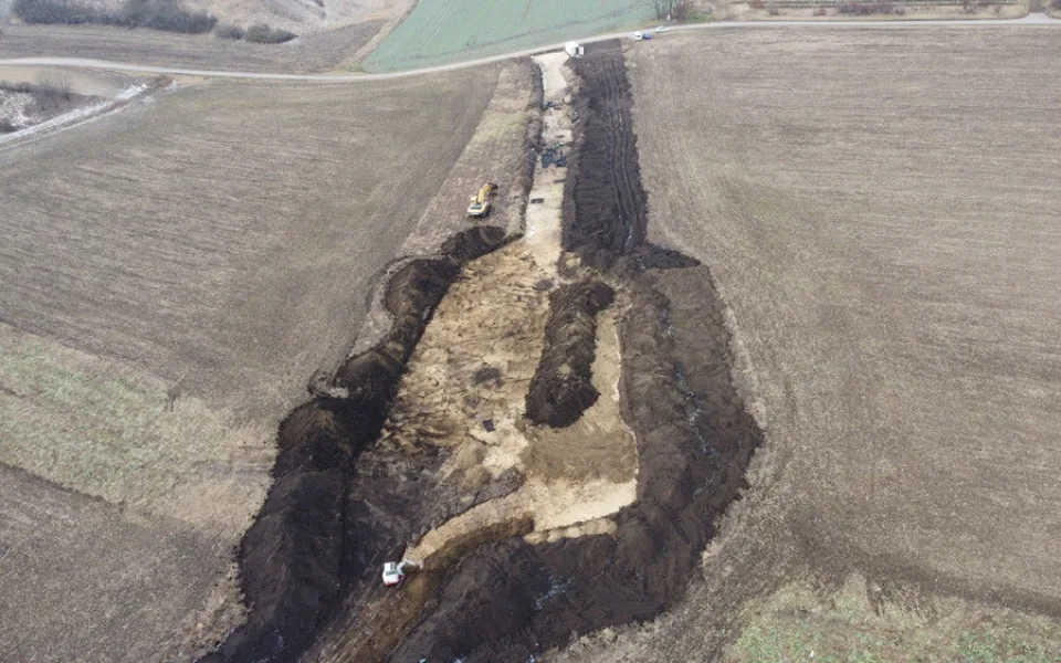 Pohled na pracoviště archeologů
