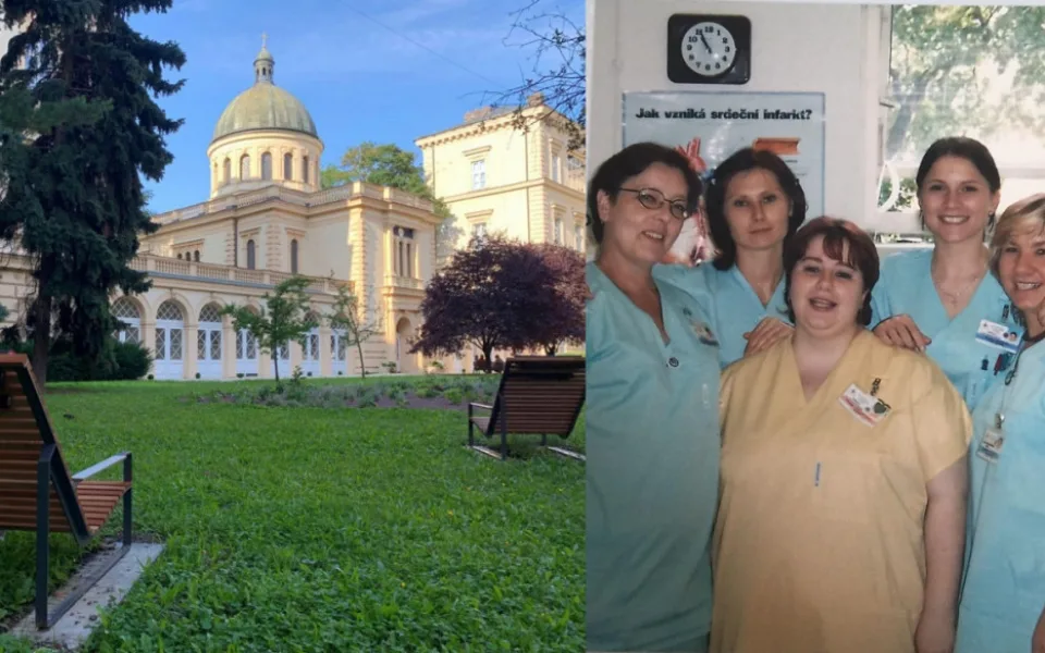 Sestřička Magdalena Sedláčková (vlevo) s ostatními zaměstnankyněmi nemocnice