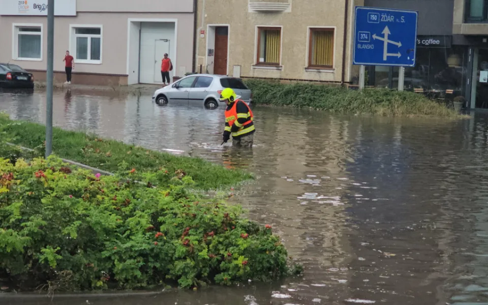 Jižní Moravu zasáhl silný déšť. V Boskovicích voda zatekla do archivu i nemocnice