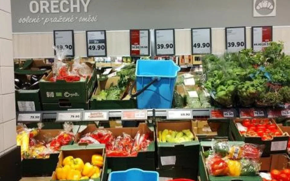 Inspekci ve znojemském Lidlu zarazily kbelíky na vodu. Stály mezi rajčaty