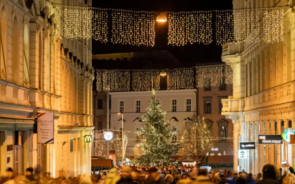 V Brně už se chystají na Vánoce. Maskotem je drak ve svetru, lákadlem portál ze Svoboďáku do Irska
