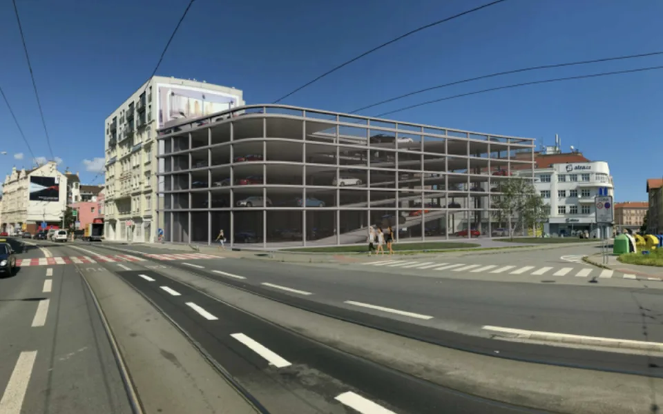 Je to strašně hnusný, kritizuje radní Hollan podobu budovaného parkovacího domu v centru Brna