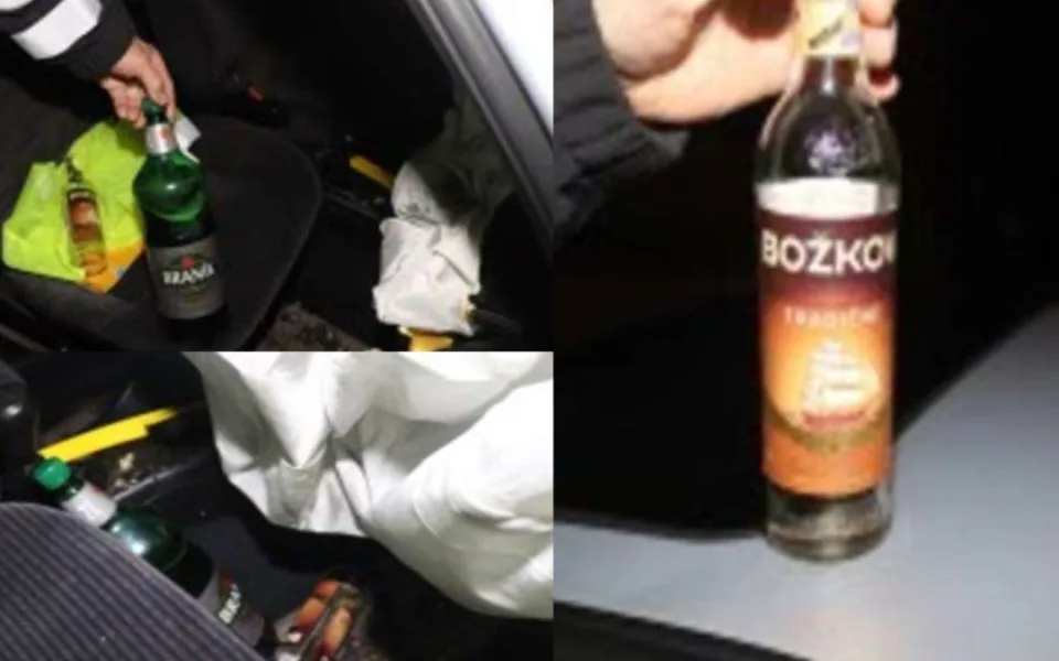 Řidič po bouračce nadýchal pět promile. V autě měl dvoulitrovky Braníku a vypitou lahev rumu
